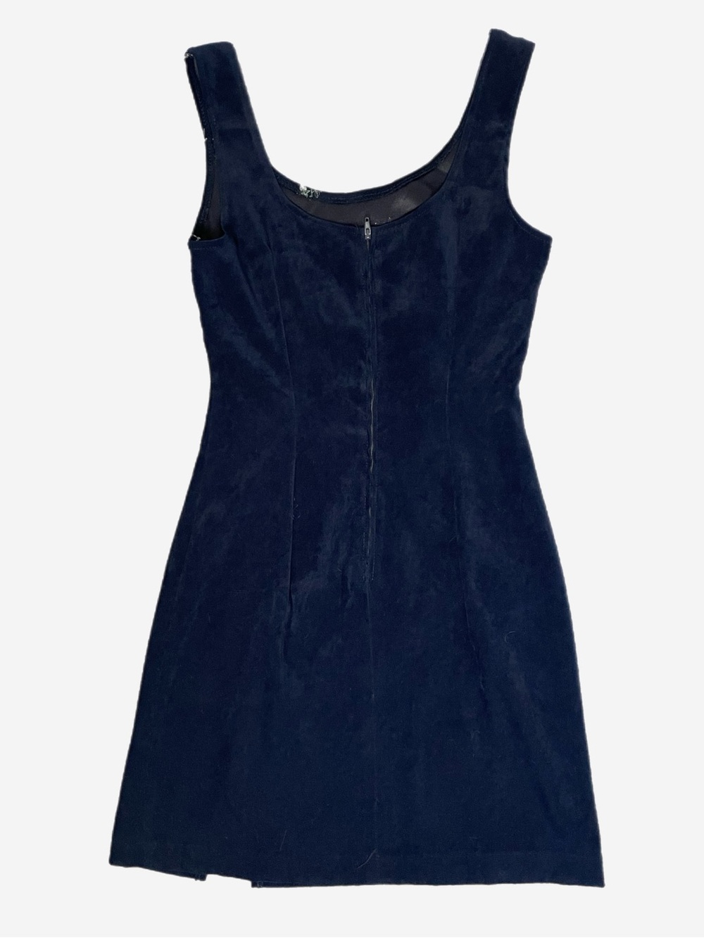 Vintage 90s 579 Blue faux suede floral embroidery mini dress fall whimsigoth XS - Picture 9 of 9